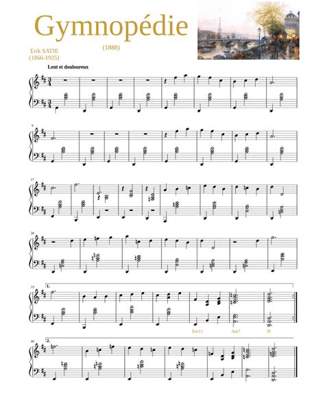 Gymnopedie Sheet music for Piano (Solo) | Musescore.com