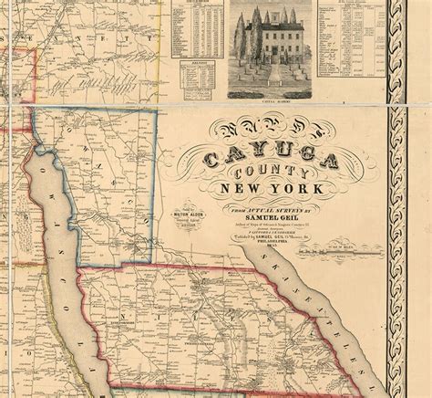 Map Of Cayuga County New York Ny Restoration Hardware Etsy