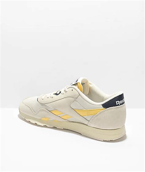 Reebok Classic Nylon And Canvas White And Yellow Shoes