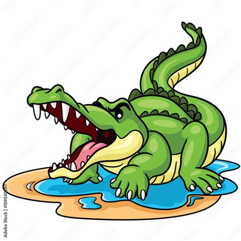 Crocodile Cute Cartoon Illustration of cute cartoon crocodile. Stock Vector | Adobe Stock