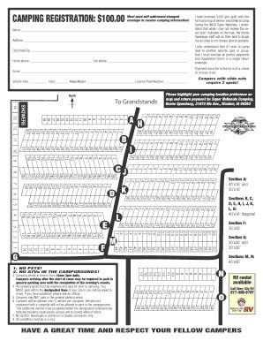 Fillable Online CAMPING REGISTRATION 100 Fax Email Print PdfFiller