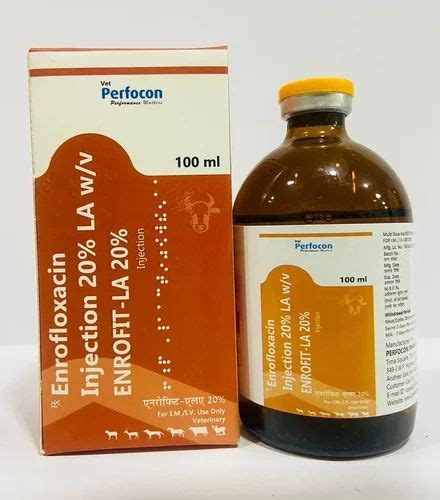 100 Ml Enrofloxacin 20 Injection Enrofit LA 20 Injection