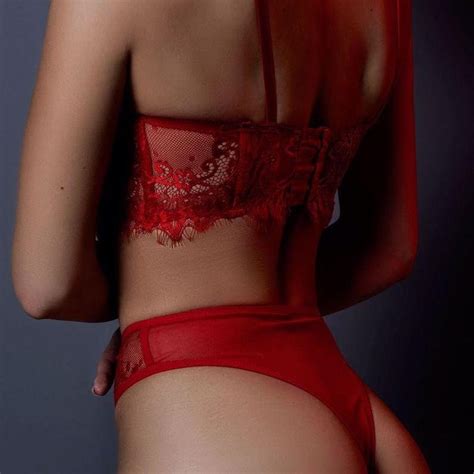 Red Sheer Lace Lingerie Set See Through Bra Sheer Lingerie Etsy