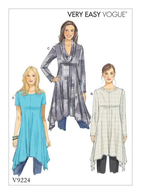 Pick Your Size Vogue Tunic Pattern V Misses Asymmetrical Hemline