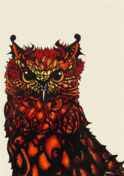 Fire Owl Ink And Digital Illustration On Behance