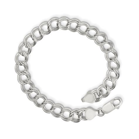 Sterling Silver 7inch Polished Double Link Charm Bracelet Walmart