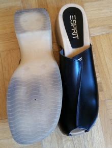 Esprit Holz Clogs Leder Sandalen Plateau Sandaletten Schwarz Silber