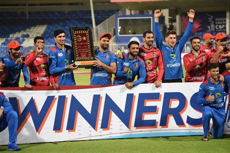 The Afghanistan Players Pose With The Trophy ESPNcricinfo