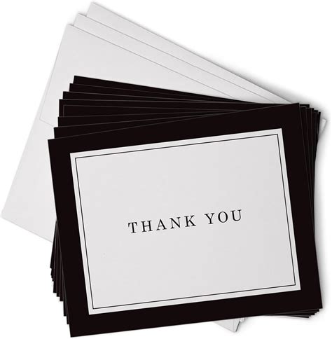 Black Formal Thank You Cards With Border 24 Classic Note Cards With