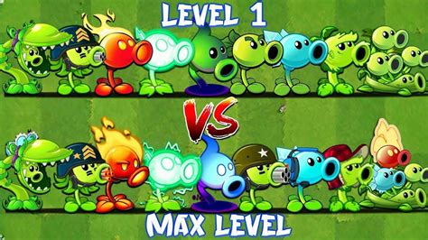 Pvz 2 All Team Peashooter Plant Level 1 Vs Level Max Vs Castlehead