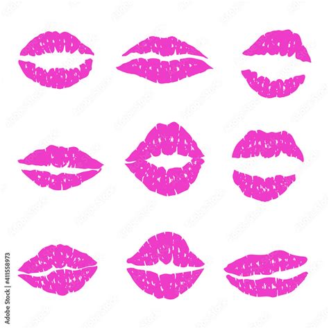 Collection Of Lipstick Marks Isolated On White Vector Illustration