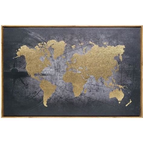 Atmosphera Toile imprimée avec cadre thème carte du monde 58 x 88 cm