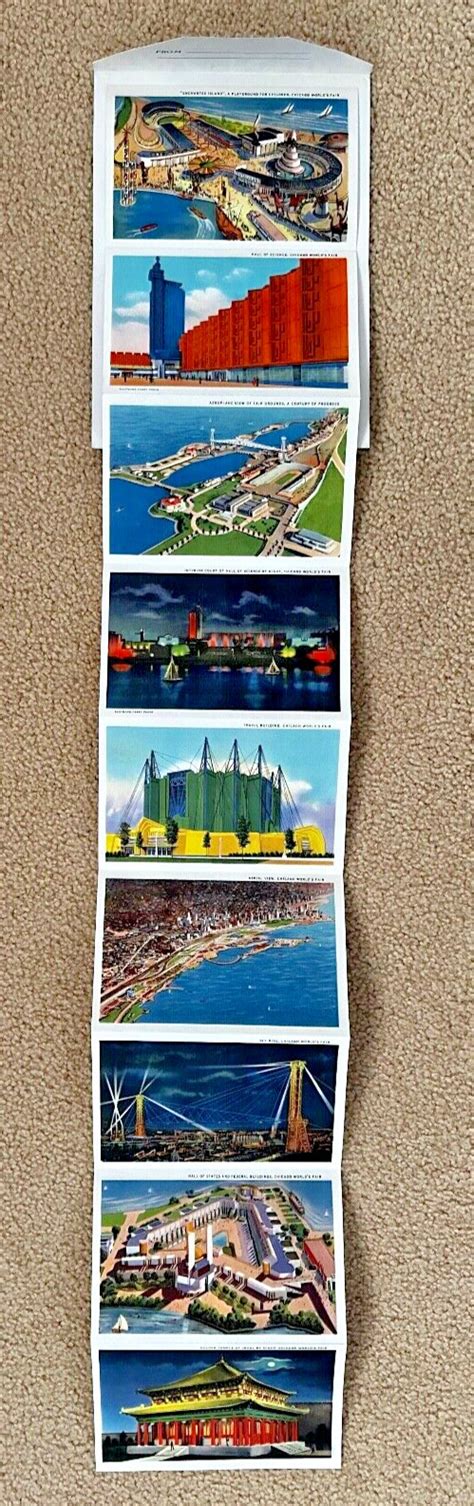 Chicago World S Fair Century Of Progress Souvenir Postcard Book Of