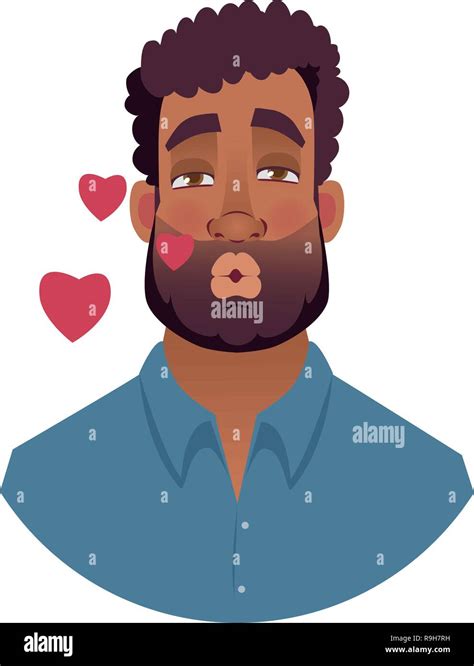 Portrait of African man. Blowing kiss man vector illustration Stock ...