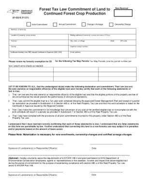 Fillable Online Forest Tax Law Commitment Of Land To Continued Forest