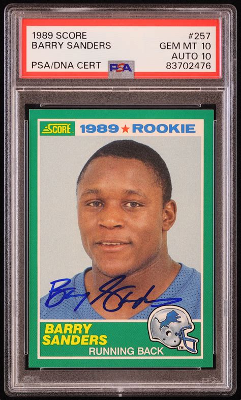 Barry Sanders Signed 1989 Score #257 RC (PSA 10 | Autograph Graded 10 ...