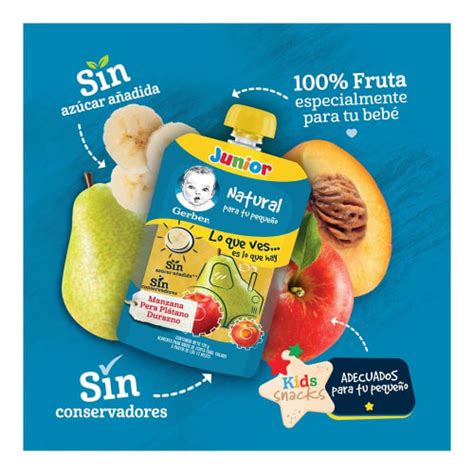 Alimento Para Niños Gerber Junior Manzana Pera Plátano Y Durazno 120 G