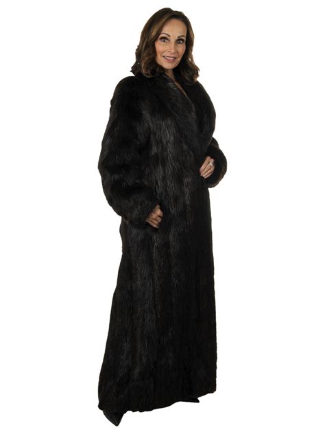 Ebony Long Hair Beaver Fur Coat - Medium | Estate Furs