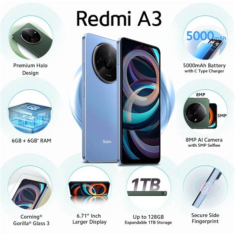 Buy Redmi A3 3GB RAM 64GB Lake Blue Online At Best Prices From