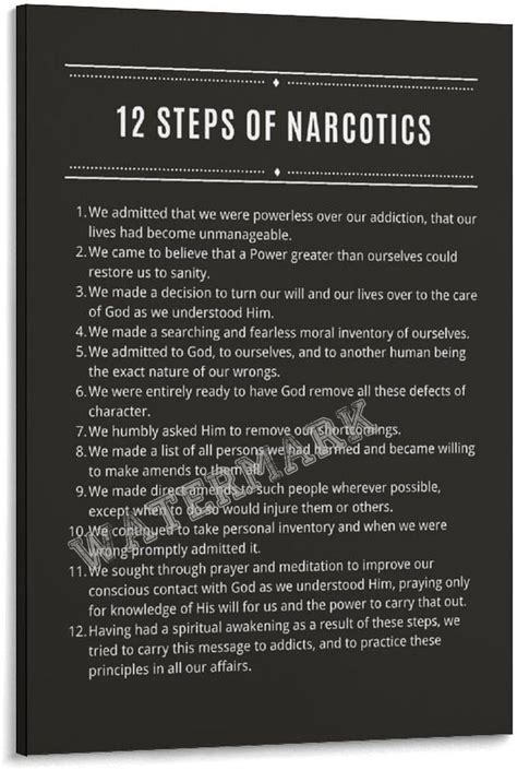 The Twelve 12 Steps Of Narcotics Anonymous N A Poster