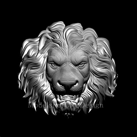 Lion Head D Stl Model For Cnc Router Files For Wood Relief Etsy