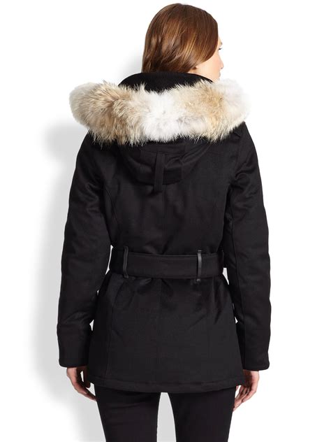 Lyst Canada Goose Cortina Belted Fur Trim Parka In Black