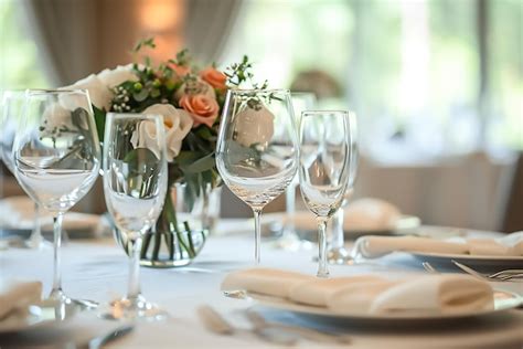 Premium Photo | Closeup shot of wedding dining table setup