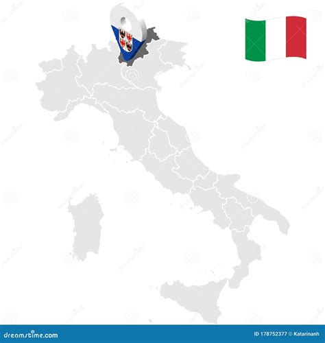 Location Region Trentino Alto Adige on Map Italy. 3d Trentino Alto