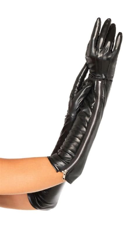 Guantes Negros Con Cremallera Larga Sensitive Deluxe Sex Shop