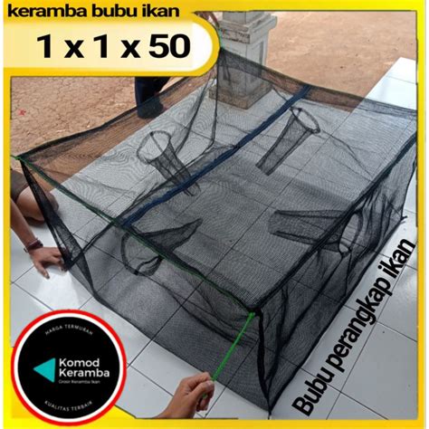 Jual Keramba Bubu 1x1x50 Tutup Resleting Jaring Perangkap Ikan Jaring