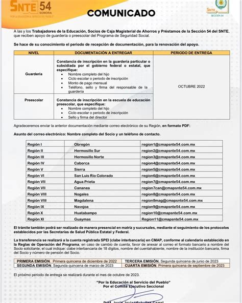 COMUNICADO Caja Magisterial de Ahorros y Préstamos SNTE54