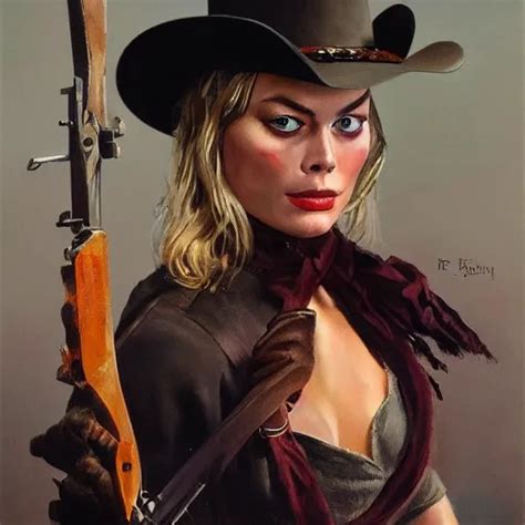 Ultra Realistic Portrait Painting Of Margot Robbie As Stable