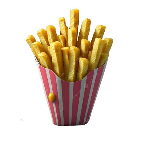 Um Recipiente Listrado De Vermelho E Branco Com Batatas Fritas Png Um Close De Batatas Fritas