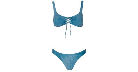 Fisico Denim Effect Bikini In Blue Lyst