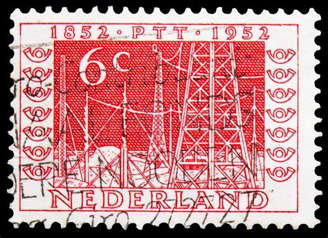 Postage Stamp Printed In Netherlands Shows Broadcast Pylons