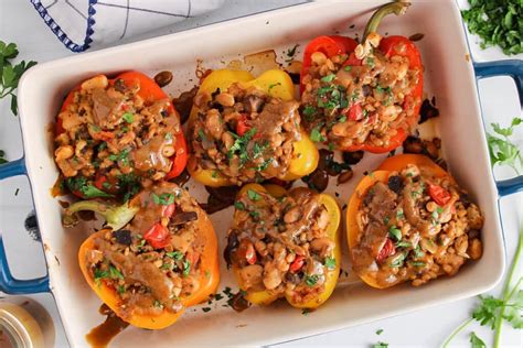 Vegan Barley Stuffed Peppers Easy Recipe Plant Based Jess