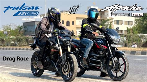 2024 Bajaj Pulsar N160 Vs TVS Apache RTR 160 2V Drag Race YouTube