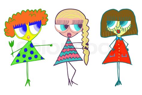 Three girls girlfriend | Stock vector | Colourbox