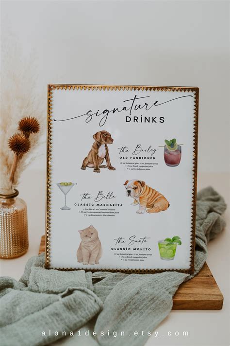 Bar Sign Template customizable Pet Signature Drink Dog Cat - Etsy