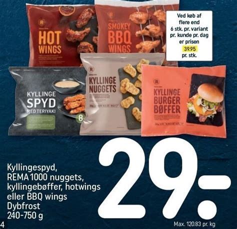 Kyllingespyd rema 1000 nuggets kyllingebøffer hotwings eller bbq