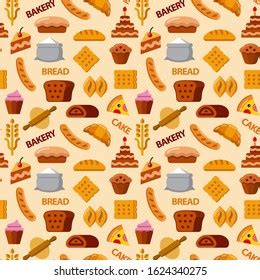 Illustration Bakery Bread Seamless Pattern Stock Vector Royalty Free