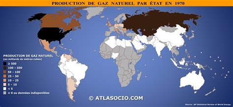 Carte du monde production de gaz naturel par État Atlasocio