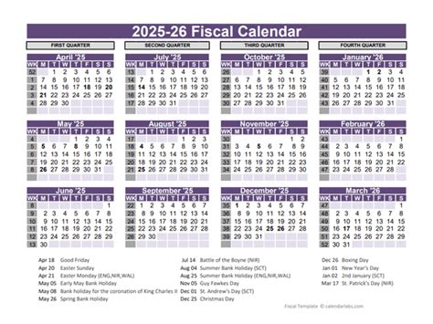 UK Fiscal Calendar Template 2025-2026 - Free Printable Templates