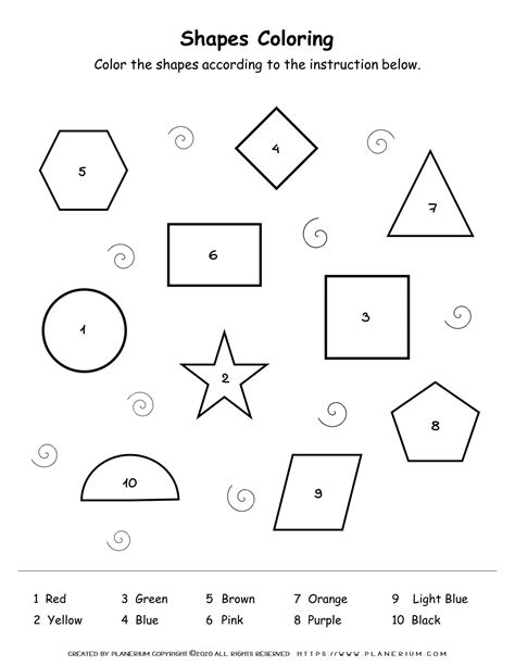 Shapes Coloring By Number | Planerium | Shape coloring pages, Kindergarten coloring pages, Color ...