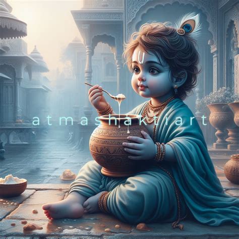 Baby Krishna Eating Butter ,digital Art,digital Download, Beautiful Art, Divine Art,hinduism ...