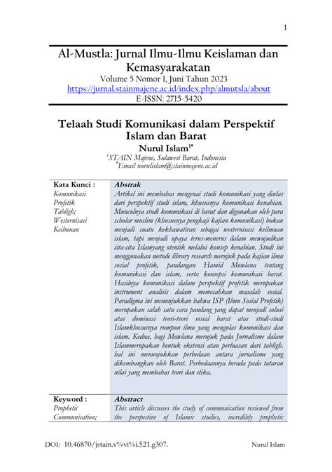 PDF Telaah Studi Komunikasi Dalam Perspektif Islam Dan Barat