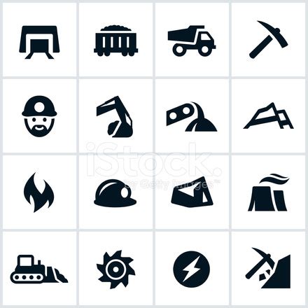 Black And White Set Of Coal Mining Icons Stock Photo | Royalty-Free | FreeImages