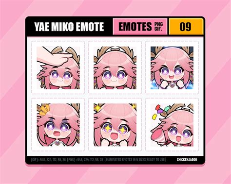 Genshin Yae Miko Emote Pack Twitch Emote Discord Emote Etsy