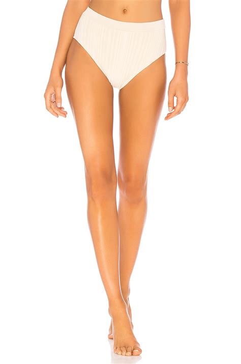 TAVIK Swimwear Pernille Slinky Rib Hi Waist Bikini Bottom In Tapioca