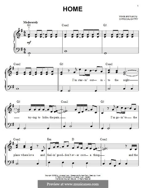 Home (Daughtry) by C. Daughtry - sheet music on MusicaNeo